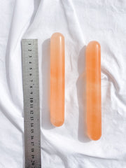 Selenite Energizing Peach Wand Rounded