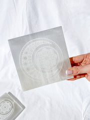 Selenite New Moon Mandala | Square Plate