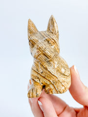 Picture Stone Jasper Cat Carving