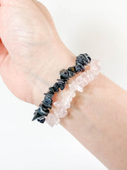 Rose Quartz and Black Tourmaline | Bracelet Set Personal Protection