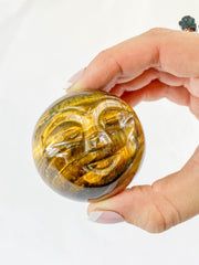 Tiger Eye Sun Face Carving