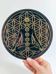 Chakra Healing with Seed of Life Mandala Disc | Black Acrylic