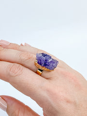 Amethyst Cluster Ring Gold Plated