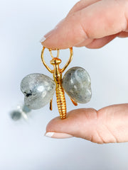 Labradorite Dragonfly Carving | Gold Plated