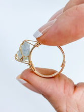Aquamarine Gold Plated Ring Wire Wrapped