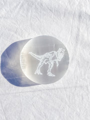 Selenite T-Rex Plate | Medium