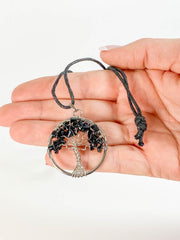 Tree of Life Pendant Black Obsidian