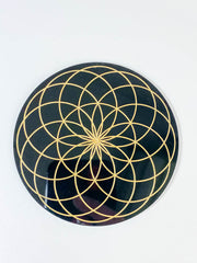 The Lotus of Life Sacred Geometry Grid Disc | Black Acrylic