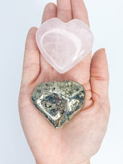 Manifest Love Heart Pack Duo: Rose Quartz + Pyrite | Medium