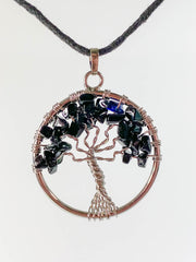 Tree of Life Pendant Black Obsidian