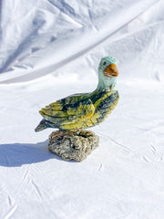 Peruvian Carved Crystal Duck on Pyrite Cluster 207g