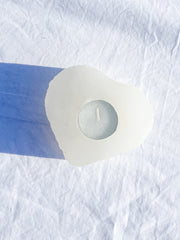 Selenite Heart Natural Candle Base