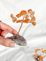 Wire Tree Carnelian on Amethyst Base