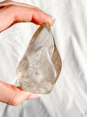 Smoky Quartz Flame with Black Rutile Inclusions 177g