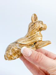 Picture Stone Jasper Cat Carving