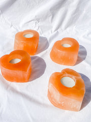 Orange Selenite Heart Natural Candle Base