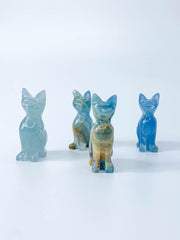 Blue Onyx Cat Carving
