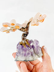 Crystal Bonsai Tree Rose Quartz on Amethyst Base