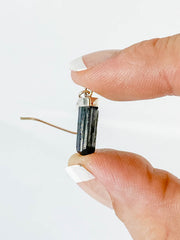 Black Tourmaline Natural Earring Small