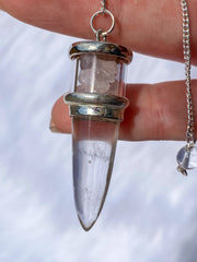 Clear Quartz and Rose Quartz Pendulum