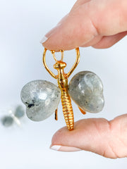 Labradorite Dragonfly Carving | Gold Plated