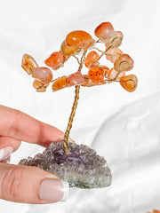 Wire Tree Carnelian on Amethyst Base