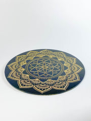 Flower Mandala Disc | Black Acrylic