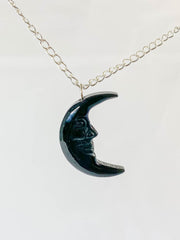 Black Obsidian New Moon Pendant