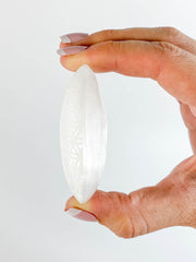 Selenite Palm Stone Seed of Life | Medium