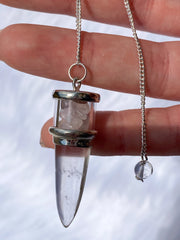 Clear Quartz and Rose Quartz Pendulum