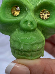 “Candles n Dreams” Coconut Vanilla and Lime Skull Candle Green