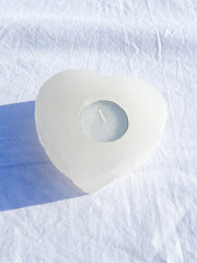 Selenite Heart Natural Candle Base