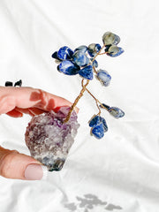 Wire Tree Sodalite on Amethyst Base