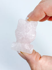 Rose Quartz Owl Carving | Small