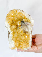 Citrine CutBase Cluster with Calcite and Druzy Inclusions 1.4kg
