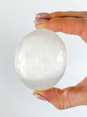 Selenite Palm Stone Seed of Life | Medium