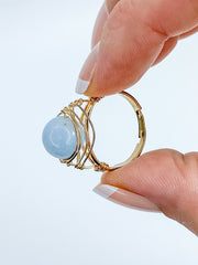 Angelite Gold Plated Ring Wire Wrapped