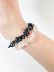 Rose Quartz and Black Tourmaline | Bracelet Set Personal Protection