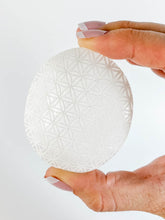 Selenite Palm Stone Seed of Life | Medium