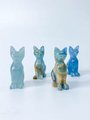 Blue Onyx Cat Carving