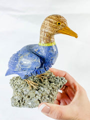 Peruvian Crystal Duck on Pyrite Cluster Carving 800g