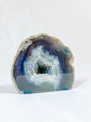 Rainbow Agate and Died Quartz CutBase Geode 1.3kg