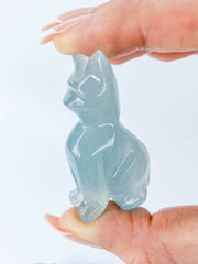 Blue Onyx Cat Carving