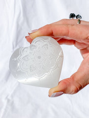 Selenite Mandala Heart | X Large