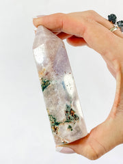 Pink Amethyst Polished Point with Inclusions 199g