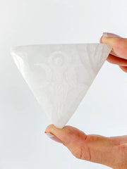Selenite Triple Goddess Pyramid Plate | Medium