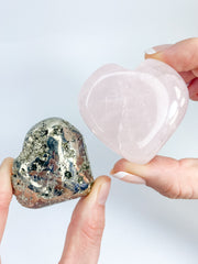 Manifest Love Heart Pack Duo: Rose Quartz + Pyrite | Medium