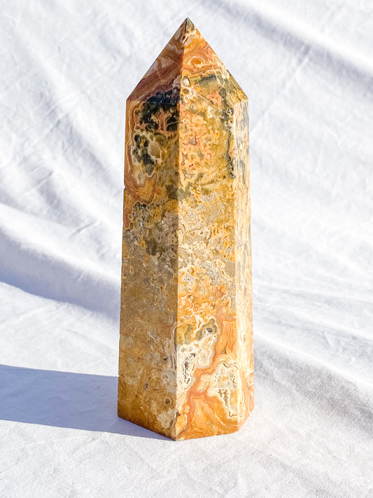 Crazy Lace Agate Polished Point 730g