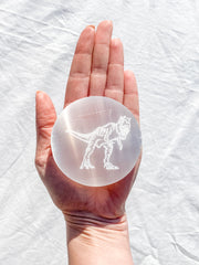Selenite T-Rex Plate | Medium