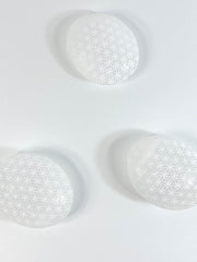 Selenite Palm Stone Seed of Life | Medium